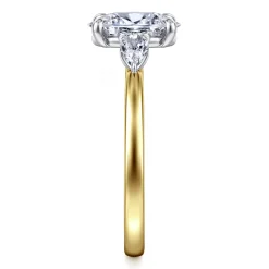New Gabriel & Co. Adalia - 14K Yellow Gold Oval Three Stone Diamond Engagement Ring
