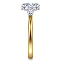 New Gabriel & Co. Adalia - 14K Yellow Gold Oval Three Stone Diamond Engagement Ring