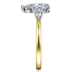 Discount Gabriel & Co. Adalia - 14K Yellow Gold Pear Shape Three Stone Diamond Engagement Ring