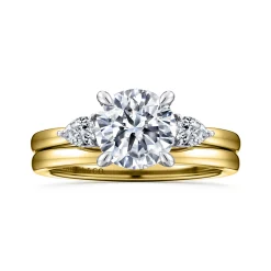 Online Gabriel & Co. Adalia - 14K Yellow Gold Round Three Stone Diamond Engagement Ring