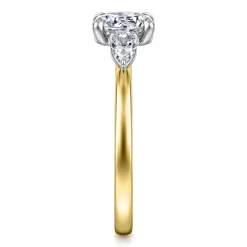 Sale Gabriel & Co. Adalia - 14K Yellow Gold Round Three Stone Diamond Engagement Ring