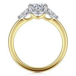 Sale Gabriel & Co. Adalia - 14K Yellow Gold Round Three Stone Diamond Engagement Ring