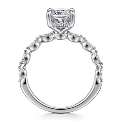 Gabriel & Co. Adeena - 14K White Gold Cushion Hidden Halo Diamond Engagement Ring