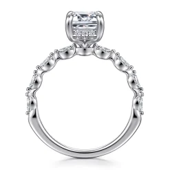 Sale Gabriel & Co. Adeena - 14K White Gold Emerald Cut Hidden Halo Diamond Engagement Ring