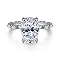 Hot Gabriel & Co. Adeena - 14K White Gold Oval Hidden Halo Diamond Engagement Ring