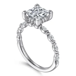 Hot Gabriel & Co. Adeena - 14K White Gold Princess Hidden Halo Diamond Engagement Ring