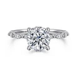 Sale Gabriel & Co. Adeena - 14K White Gold Round Hidden Halo Diamond Engagement Ring