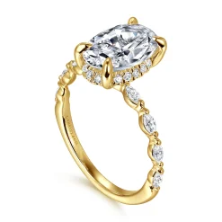 Best Gabriel & Co. Adeena - 14K Yellow Gold Oval Hidden Halo Diamond Engagement Ring