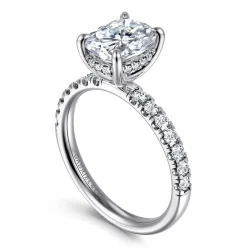 Best Gabriel & Co. Adela - 14K White Gold Elongated Cushion Hidden Halo Diamond Engagement Ring