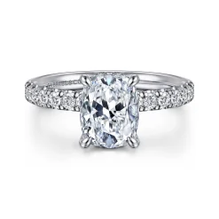 Best Gabriel & Co. Adela - 14K White Gold Elongated Cushion Hidden Halo Diamond Engagement Ring