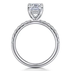 Best Gabriel & Co. Adela - 14K White Gold Elongated Cushion Hidden Halo Diamond Engagement Ring