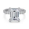 Clearance Gabriel & Co. Adela - 14K White Gold Emerald Cut Hidden Halo Diamond Engagement Ring