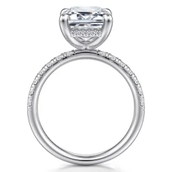 Clearance Gabriel & Co. Adela - 14K White Gold Emerald Cut Hidden Halo Diamond Engagement Ring