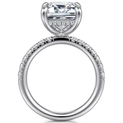 Discount Gabriel & Co. Adela - 14K White Gold Emerald Cut Hidden Halo Diamond Engagement Ring