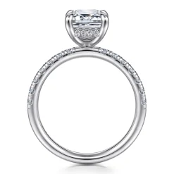 Sale Gabriel & Co. Adela - 14K White Gold Emerald Cut Hidden Halo Diamond and Engagement Ring
