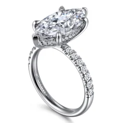 Discount Gabriel & Co. Adela - 14K White Gold Marquise Shape Hidden Halo Diamond Engagement Ring