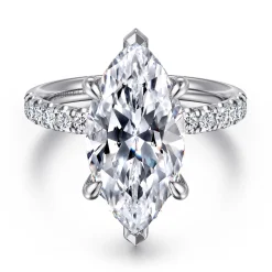 Discount Gabriel & Co. Adela - 14K White Gold Marquise Shape Hidden Halo Diamond Engagement Ring