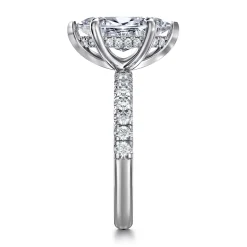 Clearance Gabriel & Co. Adela - 14K White Gold Marquise Shape Hidden Halo Diamond Engagement Ring