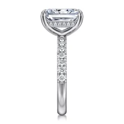 Best Gabriel & Co. Adela - 14K White Gold Radiant Hidden Halo Diamond and Engagement Ring