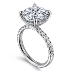 Best Gabriel & Co. Adela - 14K White Gold Round Hidden Halo Diamond Engagement Ring