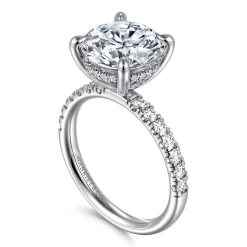 Outlet Gabriel & Co. Adela - 14K White Gold Round Hidden Halo Diamond Engagement Ring