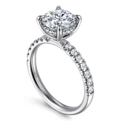 Gabriel & Co. Adela - 14K White Gold Round Hidden Halo Diamond Engagement Ring
