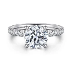 Gabriel & Co. Adela - 14K White Gold Round Hidden Halo Diamond Engagement Ring
