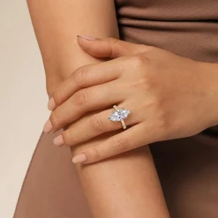 Outlet Gabriel & Co. Adela - 14K White-Yellow Gold Marquise Shape Hidden Halo Diamond Engagement Ring