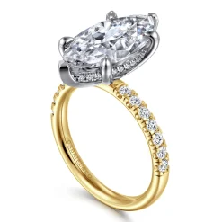 Outlet Gabriel & Co. Adela - 14K White-Yellow Gold Marquise Shape Hidden Halo Diamond Engagement Ring