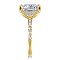 New Gabriel & Co. Adela - 14K Yellow Gold Elongated Cushion Hidden Halo Diamond Engagement Ring