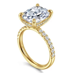 New Gabriel & Co. Adela - 14K Yellow Gold Elongated Cushion Hidden Halo Diamond Engagement Ring
