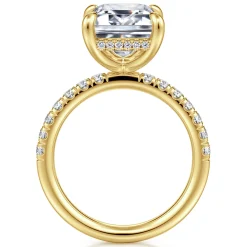Clearance Gabriel & Co. Adela - 14K Yellow Gold Emerald Cut Hidden Halo Diamond Engagement Ring