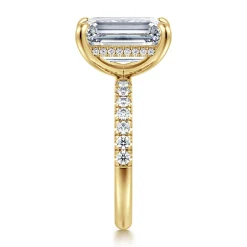 Clearance Gabriel & Co. Adela - 14K Yellow Gold Emerald Cut Hidden Halo Diamond Engagement Ring
