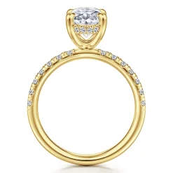 Discount Gabriel & Co. Adela - 14K Yellow Gold Oval Hidden Halo Diamond Engagement Ring