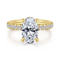 Discount Gabriel & Co. Adela - 14K Yellow Gold Oval Hidden Halo Diamond Engagement Ring