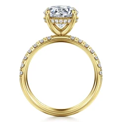 Sale Gabriel & Co. Adela - 14K Yellow Gold Round Hidden Halo Diamond Engagement Ring