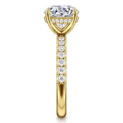 Sale Gabriel & Co. Adela - 14K Yellow Gold Round Hidden Halo Diamond Engagement Ring