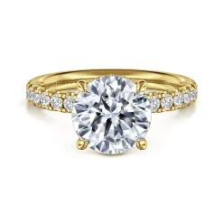 Sale Gabriel & Co. Adela - 14K Yellow Gold Round Hidden Halo Diamond Engagement Ring