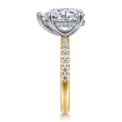 Clearance Gabriel & Co. Adela - 14K Yellow-White Gold Pear Shape Hidden Halo Diamond Engagement Ring
