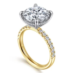 Gabriel & Co. Adela - 14K Yellow-White Gold Round Hidden Halo Diamond Engagement Ring