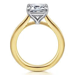 Hot Gabriel & Co. Adelia - 14K White-Yellow Gold Emerald Cut Solitaire Diamond Engagement Ring