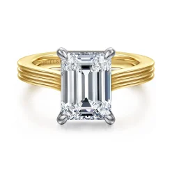 Hot Gabriel & Co. Adelia - 14K White-Yellow Gold Emerald Cut Solitaire Diamond Engagement Ring