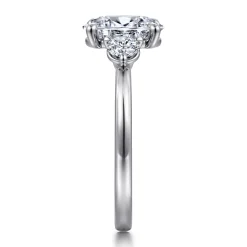 Best Gabriel & Co. Adeline - 14K White Gold Oval Three Stone Diamond Engagement Ring