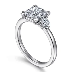 Hot Gabriel & Co. Adeline - 14K White Gold Princess Cut Three Stone Diamond Engagement Ring