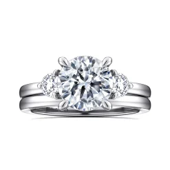 Hot Gabriel & Co. Adeline - 14K White Gold Round Three Stone Diamond Engagement Ring