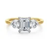 Discount Gabriel & Co. Adeline - 14K White-Yellow Gold Emerald Cut Three Stone Diamond Engagement Ring