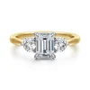 New Gabriel & Co. Adeline - 14K White-Yellow Gold Emerald Cut Three Stone Diamond Engagement Ring