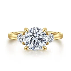 Online Gabriel & Co. Adeline - 14K Yellow Gold Round Three Stone Diamond Engagement Ring