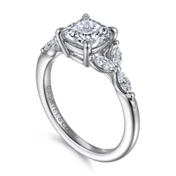 Outlet Gabriel & Co. Adella - 14K White Gold Cushion Cut Diamond Engagement Ring