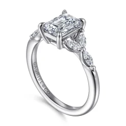 Online Gabriel & Co. Adella - 14K White Gold Emerald Cut Diamond Engagement Ring